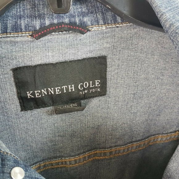 Kenneth Cole Denim Blue Long Sleeve Shirt Men's XL Casual Button Up - Picture 8 of 12